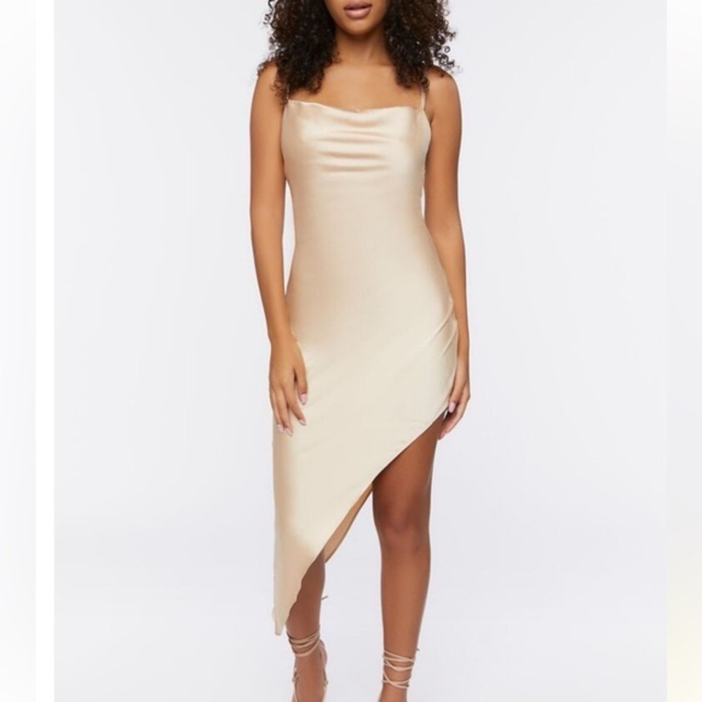 Forever 21 Champagne Asymmetrical Slip Dress